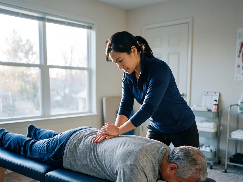 Physical therapist providing hands-on treatment to calm acute pain